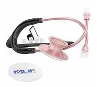 MDF Instruments, Acoustica Lightweight Stethoscope for Doctors, Nurses, Students, Home Health Use, Adult, Dual Head, Black Tube, Rosegold (Matte Finish) Chestpiece-Headset, MDF747XPRG11