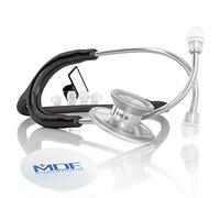MDF Acoustica Lightweight Stethoscope for Doctors, Nurses, Students, Home Health Use, Adult, Dual Head, Black Tube, Silver Chestpiece-Headset, MDF747XP11