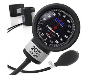 MDF Instruments, Extra Large Gauge Calibra Pro Aneroid Sphygmomanometer with Shock Guard & Adult Sized Cuff Included, Black Dial, Black Cuff, MDF808B11