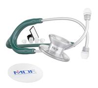 MDF Instruments, MD One Epoch Lightweight Titanium Stethoscope, Adult, Emerald Green Tube, Silver Chestpiece-Headset, MDF777T21
