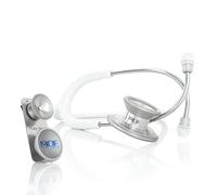 MDF Instruments, MD One Epoch Lightweight Titanium Stethoscope, Adult, White Tube, Silver Chestpiece-Headset, MDF777T29