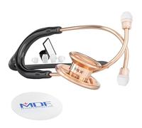 MDF Instruments, MD One Stainless Steel Premium Dual Head Stethoscopee, Adult, Black Tube, Rose Gold Edition Chestpieces-Headset, MDF777RG11