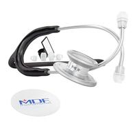 MDF Instruments, MD One Stainless Steel Stethoscope, Adult, Black Tube, Silver Chestpieces-Headset, MDF77711