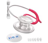 MDF Instruments, MD One Stainless Steel Stethoscope, Adult, Raspberry Tube, Silver Chestpieces-Headset, MDF77723