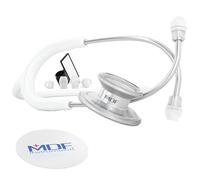MDF Instruments, MD One Stainless Steel Stethoscope, Adult, White Tube, Silver Chestpieces-Headset, MDF77729