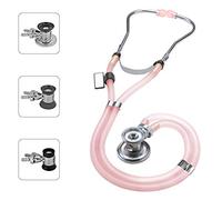 MDF Instruments, SpragueRappaport Dual Head Stethoscope with Adult, Pediatric, and Infant Convertible chestpiece, Translucent Pink Tube, MDF767ICO