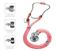 MDF Instruments, SpragueRappaport Dual Head Stethoscope with Adult, Pediatric, and Infant convertible chestpiece, Translucent Red Tube, MDF767ISP