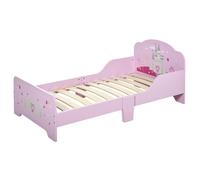 HOMCOM Kids Bed Princess Castle Theme w/ Side Rails Slats Home 3-6 Yrs Pink