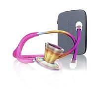 MDF Pink Glitter Kaleidoscope ProCardial Cardiology Stethoscope, Lightweight Titanium, Adult, Dual Head, Pink Glitter Tube, Kaleidoscope Chestpiece-Headset, MDF797TGL32KL + Travel Case