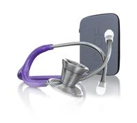 MDF Purple Glitter ProCardial Cardiology Stethoscope, Limited Edition Mprints, Lightweight Titanium, Adult, Dual Head, Purple Glitter Tube, METALIKA Chestpiece-Headset, MDF797TGL08MT + Travel Case