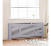 MDF Radiator Cover Grey with Slatted Frame Design 205 cm Adjustable Shelf for Living Room Suitable for Flat Radiators and Ribbed Radiators