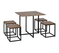 HOMCOM 5pc Industrial Boxy Bar Style Table/Stool Set, Brown