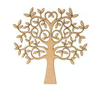 MDF Tree Shape for Crafts, with Added Love - Perfect for Family Tree, Weddings (40cm) - Includes 4 Free Hearts