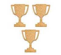 MDF Trophy Craft Shapes - Wooden Award Embellishments for DIY, Scrapbooking, Sports Party Decor, Graduation & Achievement Crafts (Set of 3)