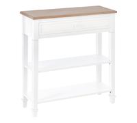 HOMCOM 80X75cm Console Table With Drawer 2 Shelves Worktop Handle Retro White, White