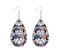 MDF Wood Earrings Round Leaf Shape Double Sided Printing Fashion Statement Earrings Daily Outfit Accessories, watertrop, Wood Metal, No Gemstone