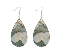 MDF Wood Earrings Waterdrop Style Hypoallergenic Ear Not Easy to Fall Off Gift for Her, watertrop, Wood Metal, No Gemstone