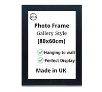 MDF Wooden 60x80cm Frame With Safe Perspex Front & Wall Mounting - Large Picture Frames Use As 80x60 Frame Or 60 x 80 Frame - Poster Frame 60 x 80cm Black Oak White (Black)