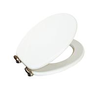 MDF Wooden Toilet SEAT W/Fittings Adjustable Chrome Hinges Bathroom Soft Close White
