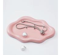 MDFAYE Jewelry Dish Trinket Tray for Women, Ring Dish Holder, Unique Cloud Shape Ceramic Plate Cute Things Vanity Aesthetic Room Decor Mother's Day Birthday Christmas Warm House Gifts (Pink)