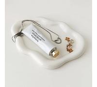 MDFAYE Jewelry Dish Trinket Tray for Women, Ring Dish Holder, Unique Cloud Shape Ceramic Plate Cute Things Vanity Aesthetic Room Decor Mother's Day Birthday (White)