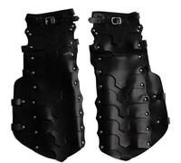 MDFCZXP 2pcs Medieval Retro Knight Shoes Boots Cover Gothic Leather Leg Armor Greaves Half Chaps Gaiter Viking Archery Leg Guard,Black,40cm