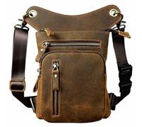 MDFCZXP Cowhide Leather Waist Belt Bag - Adjustable Retro Strap Satchel Button Bag - for Male And Female Outdoor Sports Wallet, Medieval Cosplay,Brown,21cm