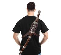 MDFCZXP Medieval Adjustable Leather Sword Shoulder Frog - Belt Sword Holder - for Stage Show Cosplay, Halloween Dress Up for Men Women,Brown,20cm