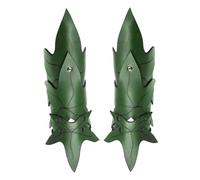 MDFCZXP Medieval Arm Guards - PU Leather Wrist Protector - for Stage Performance COS Photography Props,Green,25cm