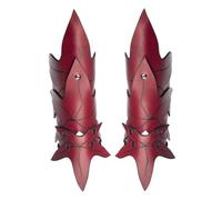MDFCZXP Medieval Arm Guards - PU Leather Wrist Protector - for Stage Performance COS Photography Props,Red,25cm