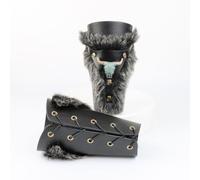 MDFCZXP Medieval Bull Head Arm Guards - Faux Leather Arm Guards - Medieval Viking Cosplay Accessories for Men Women,Brown,30cm
