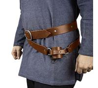 MDFCZXP Medieval Double Wrap Leather Sword Belt Frog Viking Pirate Waist Holster,Brown,20cm
