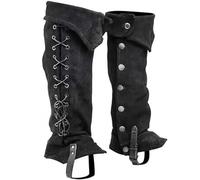 MDFCZXP Medieval Leather Lace Up Buckle Shoe Cover, Steampunk Vintage Half Chaps Gaiter,Black,30cm