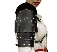 MDFCZXP Medieval Leather Shoulder Pads - Retro PU Leather Shoulder Shoulder Armour - for Drama Interpretation COS Props,Black,30cm