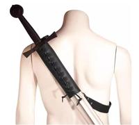 MDFCZXP Medieval Leather Sword Holster Retro Knight Sword Frog Holder for Performance Costume Props,Black,5INCH
