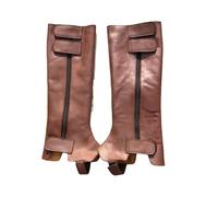MDFCZXP Medieval Period Leg Warmers - PU Leather Boot Warmers - for Cosplay Stage Props Accessories,Brown,40cm