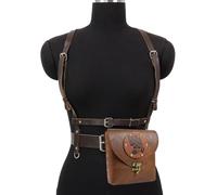 MDFCZXP Medieval PU Leather Pouch - Renaissance Belt Pouch Viking Leather Bag Women Halloween Pirate Accessories for Halloween Cosplay Costume LARP, Club, Party,E