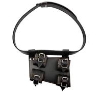 MDFCZXP Medieval Retro Leather Double Sword Frog - Adjustable Waist Sheath Scabbard Holder - Adjustable Sword Holster,Black,20cm