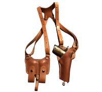 MDFCZXP Medieval Retro Shoulder Bag - Steampunk Leather Pistol Holster - Adjustable Gun Holder Lace Up Cosplay for Men Women,Brown,20cm