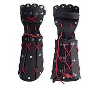 MDFCZXP Medieval Samurai Leather Armor Bracer Archery Arm Guard Knight Gauntlet Wristband,Black,20cm