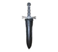 MDFCZXP Medieval Short Sword Dagger Set Leather Scabbard for Cosplay Stage Photography Costume Accessories,Black,21cm