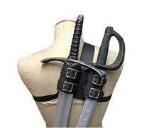 MDFCZXP Medieval Shoulder Sword - Retro Back Shoulder PU Belt Double Sword Holder Kit - Adjustable PU Leather Sword Sleeves - Medieval Costume Knight Sheath Knife Accessory,B1,4inch