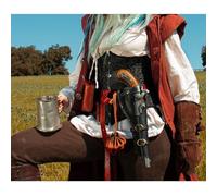 MDFCZXP Men Women Medieval Retro Leather Pirate Flintlock Holster Cosplay Sharpshooter Waist Hanging Gun Holder,Black,25cm