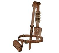 MDFCZXP Multifunctional Leather Double Bag - Medieval Double-Bottle Belt Pouch - for Outdoor Travel,Cos Photography Props,Brown,50CM