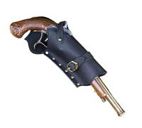 MDFCZXP Pirate Flintlock Holster for Cosplay, Medieval Steampunk Leather Pistol Holster,Black Left,15cm