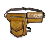 MDFCZXP Retro Underarm Satchel - Cowhide Strap Underarm Satchel - Hidden Double Shoulder Armpit Bag,Yellow,39cm