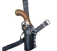 MDFCZXP Universal Pistol Gun Holster - Renaissance Pirate Belt Holster PU Leather Flintlock Holder Scabbard Drop Leg Thigh Harness Gear Adult Cosplay Clothing Prop,Black,20cm