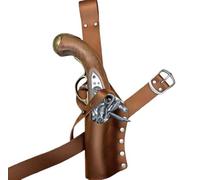 MDFCZXP Universal Pistol Gun Holster - Renaissance Pirate Belt Holster PU Leather Flintlock Holder Scabbard Drop Leg Thigh Harness Gear Adult Cosplay Clothing Prop,Brown,20cm