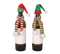 mdgfge Christmas Wine Bottle Cover Set, Mini Elf Hats Scarf Set Mini Beverage Wine Bottle Cover Decoration for Xmas Winter Holiday Party Dinning Table Décor Accessories (4 Pieces)