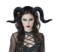 mdgfge Halloween Gothic Devil Demon Ram Horns Headband Sheep Goat Dragon Headpiece for Women Men Cosplay Masquerade Parties Supplies (Black, Large)